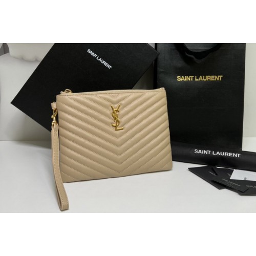 YSL Monogram A5 Pouch Bags In Beige Matelasse Leather YSL Monogram A5 Pouch Bags In Beige Matelasse Leather