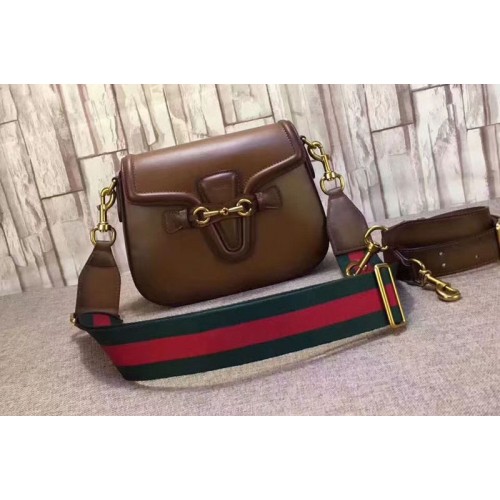 Gucci Lady Web Hand-Stained Leather Shoulder Bags Brown