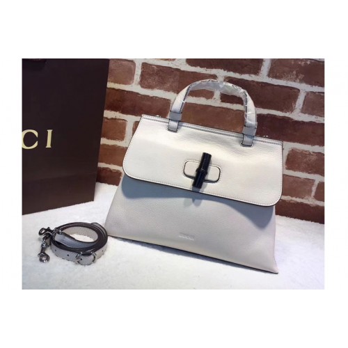 Gucci Bamboo Daily Leather Top Handle Bags White Gucci Bamboo Daily Leather Top Handle Bags White
