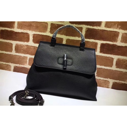 Gucci Bamboo Daily Leather Top Handle Bags Black Gucci Bamboo Daily Leather Top Handle Bags Black