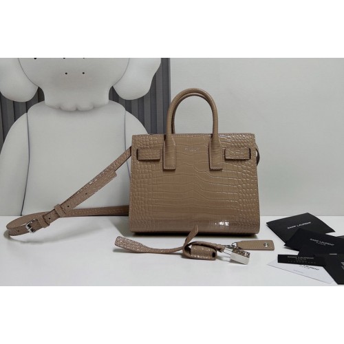 YSL CLASSIC SAC DE JOUR NANO Bag IN Brown CROCODILE-EMBOSSED SHINY LEATHER