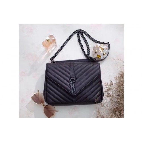 YSL Classic Medium Monogram College Bags Black Leather Black Chain YSL Classic Medium Monogram College Bags Black Leather Black Chain
