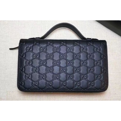Gucci Signature Leather Travel Document Case Black