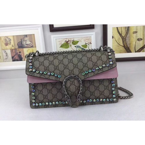 Gucci Dionysus Canvas Shoulder Bag with Crystals Pink Gucci Dionysus Canvas Shoulder Bag with Crystals Pink