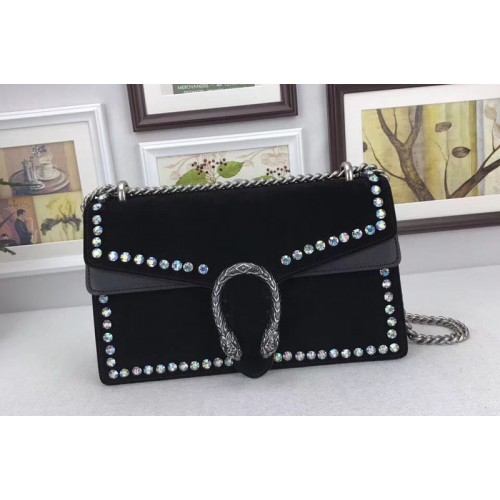 Gucci Dionysus Suede Shoulder Bag with Crystals Black Gucci Dionysus Suede Shoulder Bag with Crystals Black