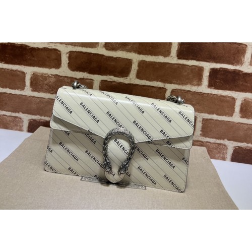 Gucci The Hacker Project small Dionysus bag in White Balenciaga print black leather