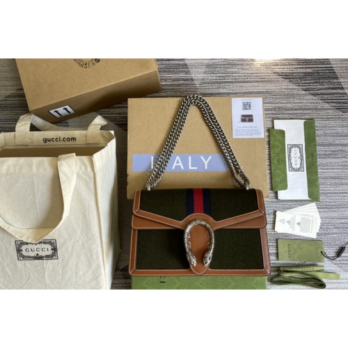 Gucci Dionysus small shoulder bag in Dark green wool fabric