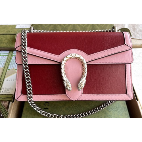 Gucci Dionysus small shoulder bag in Dark red leather with pink leather