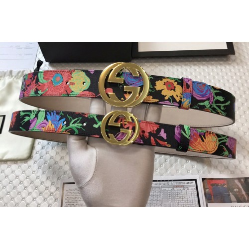 Gucci 30mm 38mm Ken Scott print Marmont belt in in Black multicolor leather
