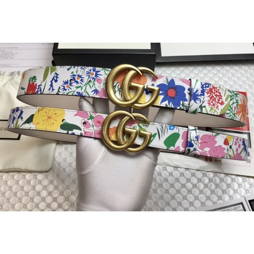 Gucci 30mm 38mm Ken Scott print Marmont belt in White multicolor leather