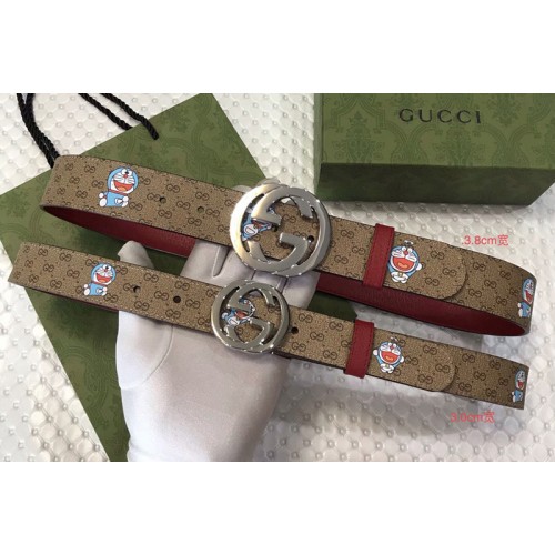 Gucci Doraemon x Gucci 30mm 38mm Belt Supreme canvas Red Leather