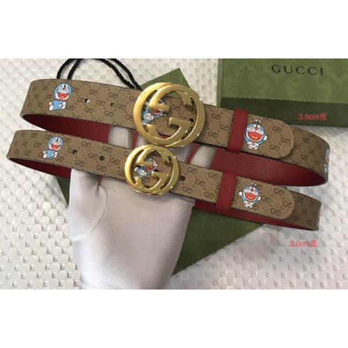 Gucci Doraemon x Gucci 30mm 38mm Belt Supreme canvas Red Leather