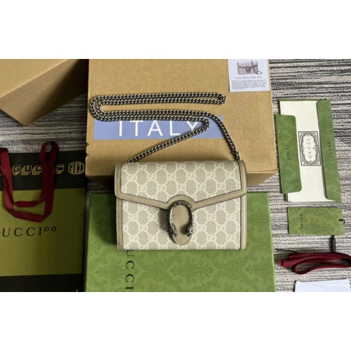 Gucci Dionysus chain wallet in Beige and white Supreme canvas