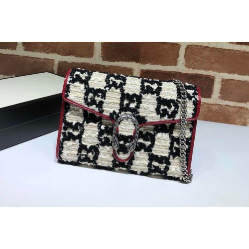 Gucci Dionysus mini leather chain bag in White and black tweed