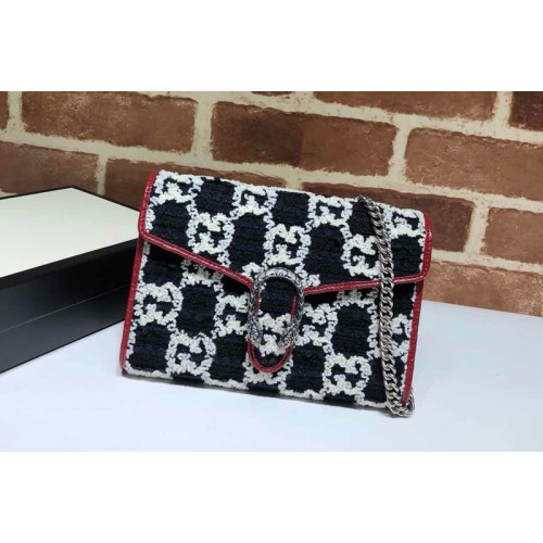 Gucci Dionysus mini leather chain bag in Black and White tweed