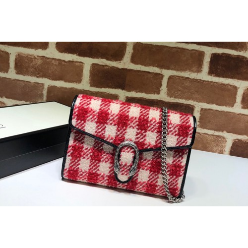 Gucci Dionysus mini leather chain bag in Red White tweed Gucci Dionysus mini leather chain bag in Red White tweed