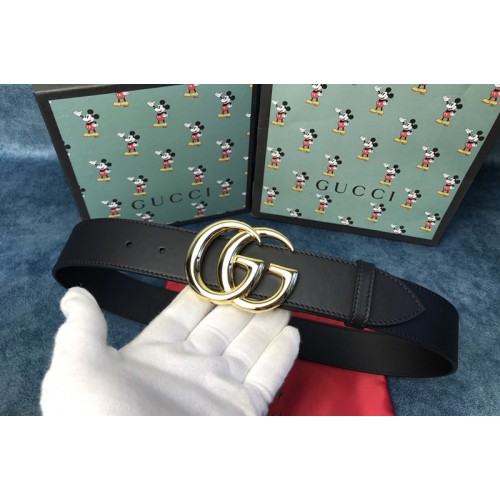 Gucci Marmont leather belt with shiny buckle in Black leather