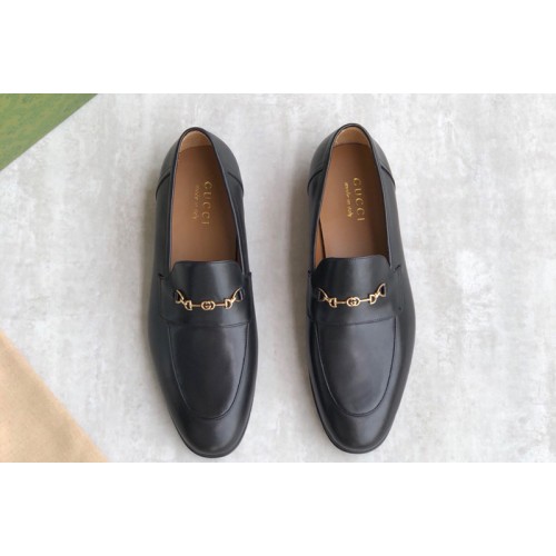 Gucci Jordaan leather loafer on Black Leather