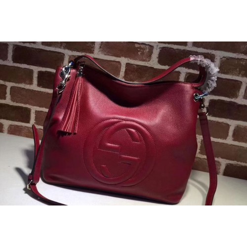 Gucci Soho Leather Hobo Bags Red