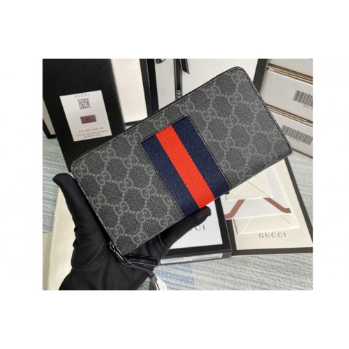 Gucci Supreme Web zip around wallet in Black grey Supreme canvas Gucci Supreme Web zip around wallet in Black grey Supreme canvas