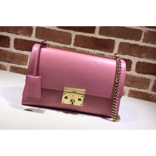 Gucci Padlock Calfskin Leather Shoulder Bag Pink