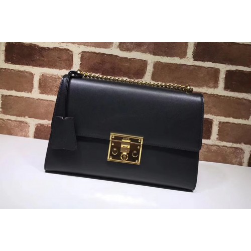 Gucci Padlock Calfskin Leather Shoulder Bag Black