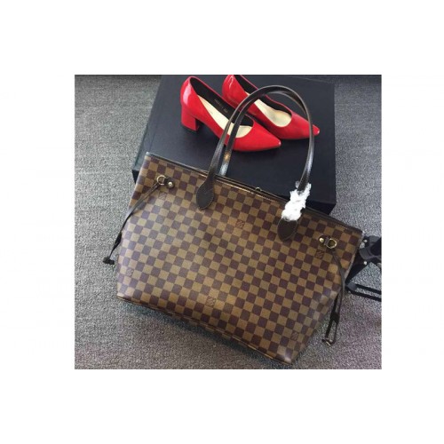 Louis Vuitton N41358 Neverfull MM Bag in Damier Ebene Canvas