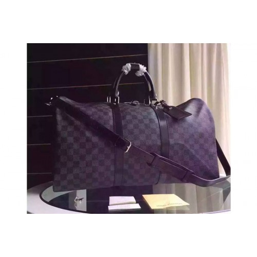 Louis Vuitton N41413 Keepall 55 Bandoulière Bag in Damier Graphite Canvas