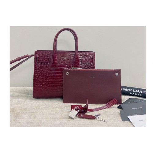 YSL CLASSIC SAC DE JOUR BABY IN Red CROCODILE EMBOSSED MATTE LEATHER