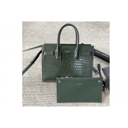 YSL CLASSIC SAC DE JOUR BABY IN Green CROCODILE EMBOSSED MATTE LEATHER