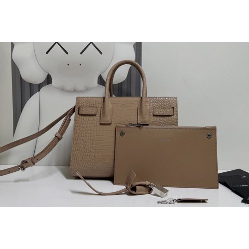 YSL CLASSIC SAC DE JOUR BABY IN Brown CROCODILE EMBOSSED MATTE LEATHER