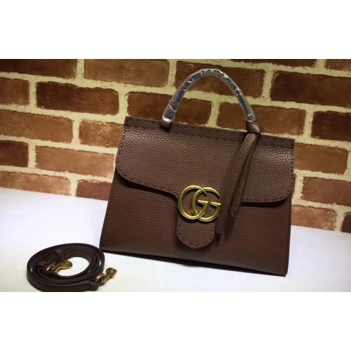 Gucci Marmont Leather Top Handle Bag Coffee