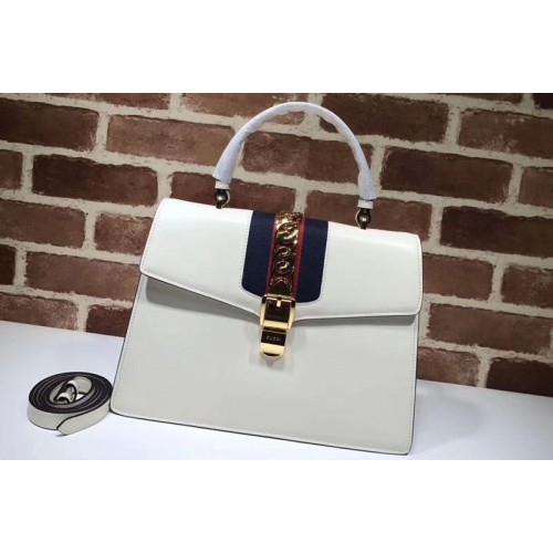 Gucci Sylvie leather top handle bags White