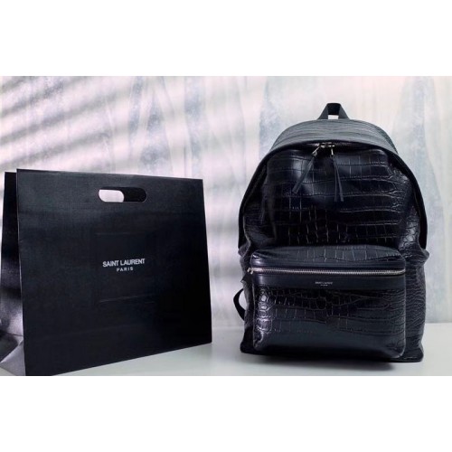 YSL City Backpack Large Bag Crocodile Leather