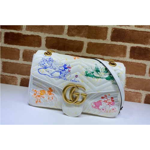 Gucci Online Exclusive Disney x Gucci Marmont medium shoulder bag in White Leather