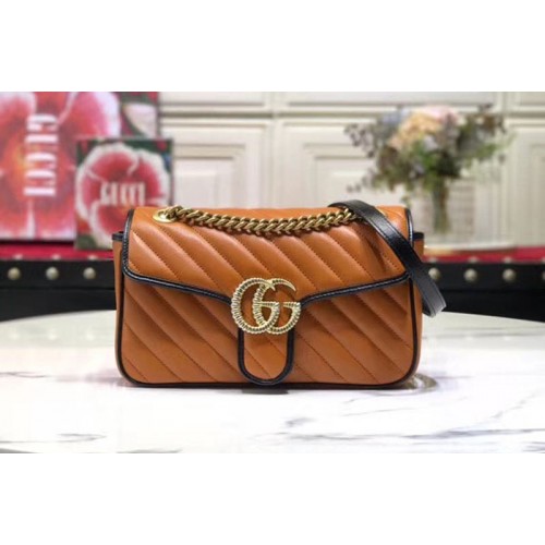Gucci Marmont small shoulder bags cognac leather Gucci Marmont small shoulder bags cognac leather