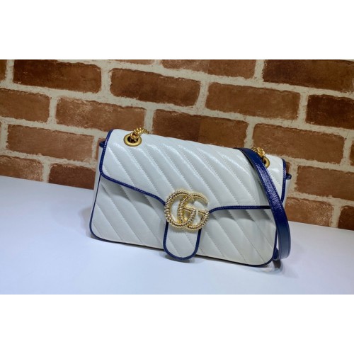 Gucci Marmont small shoulder bag in White Leather With Dark blue leather trim Gucci Marmont small shoulder bag in White Leather With Dark blue leather trim