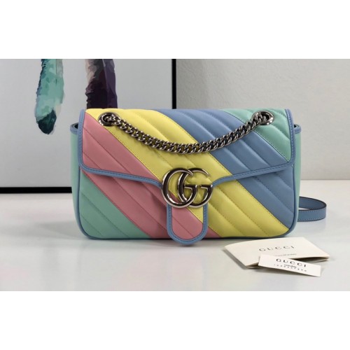 Gucci Marmont small shoulder bag in Multicolored pastel diagonal matelasse leather