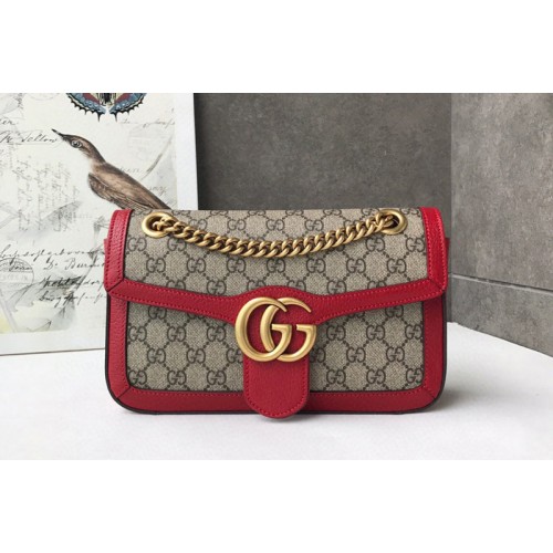 Gucci Marmont small shoulder bag in Beige ebony canvas with Red Leather Gucci Marmont small shoulder bag in Beige ebony canvas with Red Leather