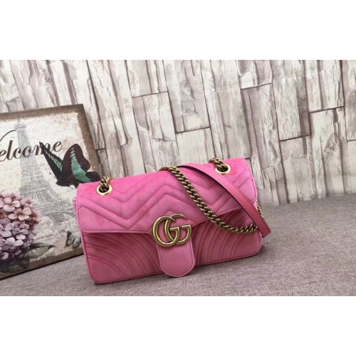 Gucci Marmont Chevron Velvet Shoulder Bag Pink Gucci Marmont Chevron Velvet Shoulder Bag Pink