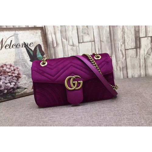 Gucci Marmont Chevron Velvet Shoulder Bag Purple Gucci Marmont Chevron Velvet Shoulder Bag Purple