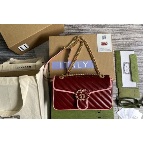 Gucci Marmont small shoulder bag in Dark red diagonal matelasse leather