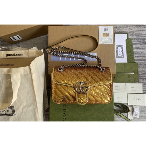Gucci Marmont small sequin shoulder bag in Gold Silk Gucci Marmont small sequin shoulder bag in Gold Silk