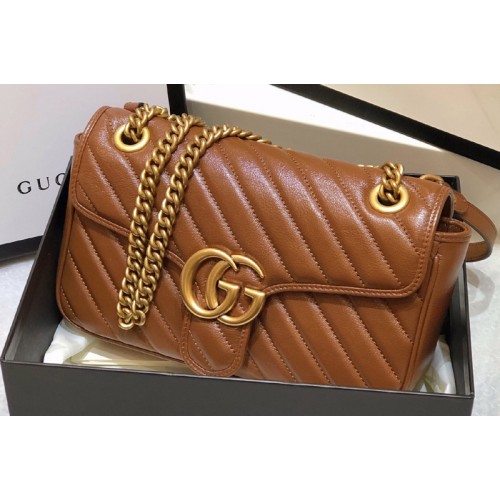 Gucci Marmont small matelasse shoulder bag in Brown diagonal matelasse leather Gucci Marmont small matelasse shoulder bag in Brown diagonal matelasse leather