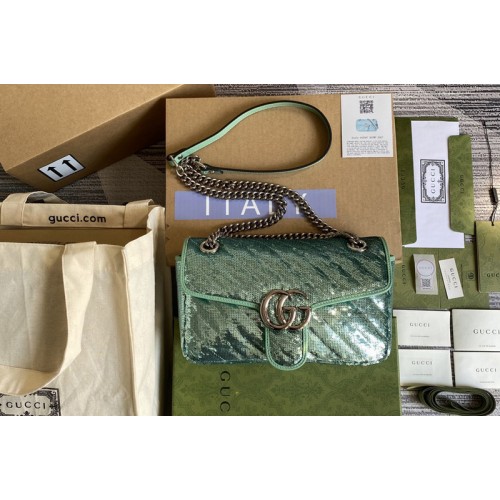 Gucci Marmont small sequin shoulder bag in Green Silk Gucci Marmont small sequin shoulder bag in Green Silk