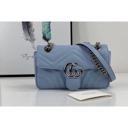 Gucci Marmont mini bag in Pastel Blue matelasse chevron leather with heart