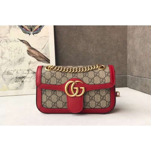 Gucci Marmont mini bag in Beige ebony canvas with Red Leather Gucci Marmont mini bag in Beige ebony canvas with Red Leather