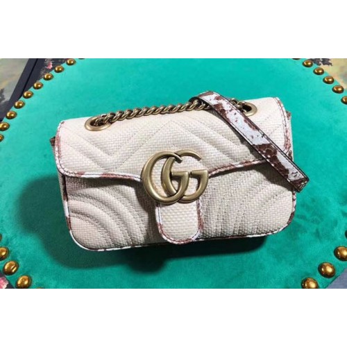 Gucci Marmont raffia Mini shoulder bags beige raffia