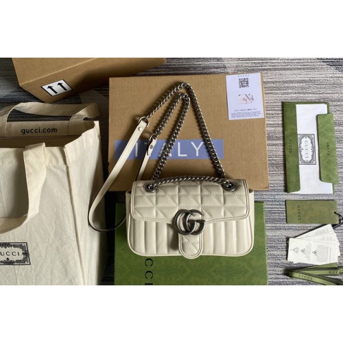 Gucci Marmont mini matelasse shoulder bag in White matelasse leather