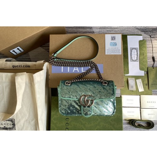 Gucci Marmont mini sequin shoulder bag in Green silk Gucci Marmont mini sequin shoulder bag in Green silk